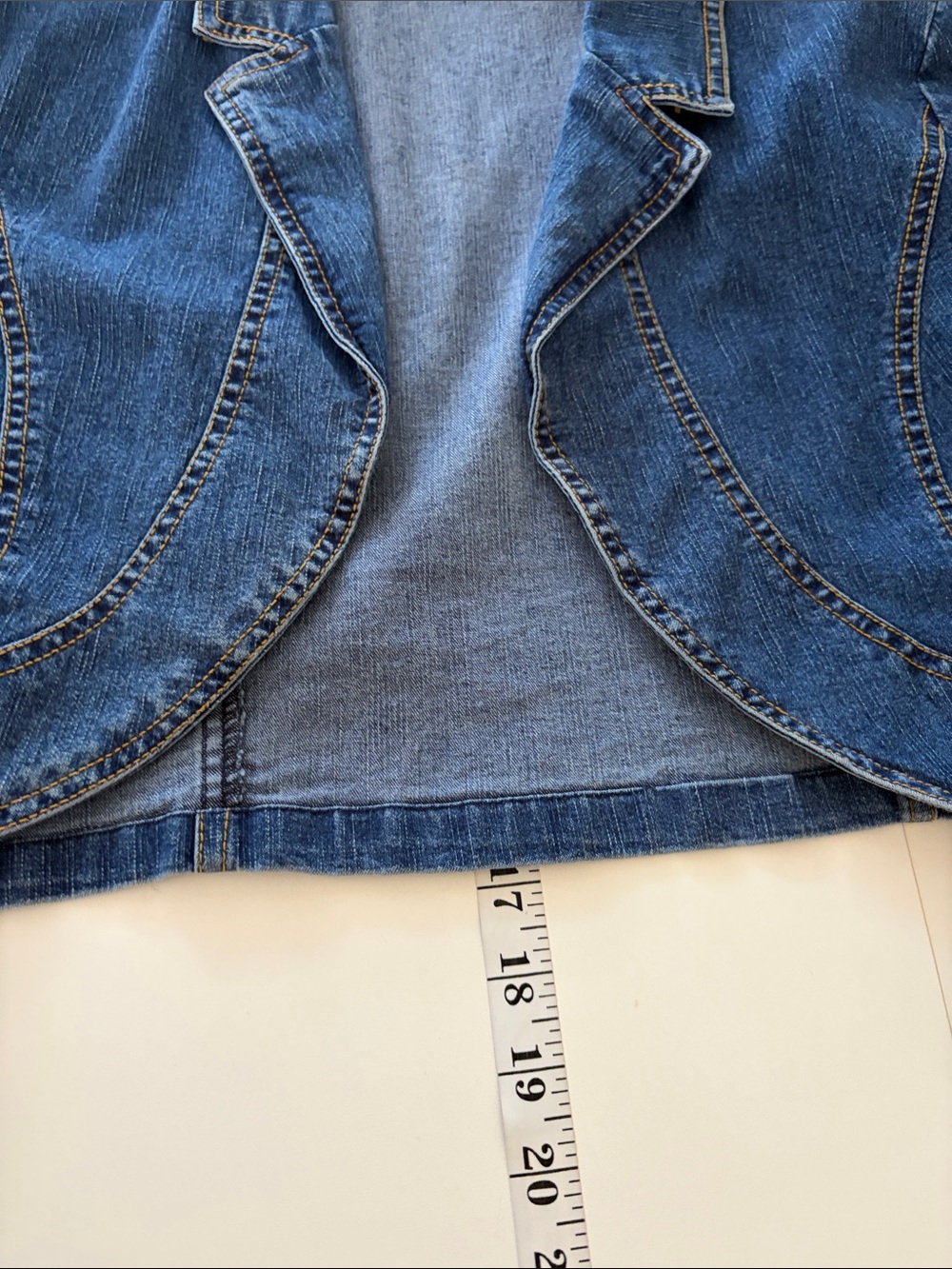 Last Kiss Y2K Indie Cropped OpenFront Denim Jacket XL Ruched Sleeves Alternative - Picture 14 of 15